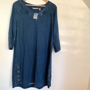 Soft Surrounding Denim Blue V-Neck Dress